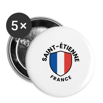 Bouclier de Saint-Étienne de France - Lot de 5 grands badges (56 mm) - blanc - Devant