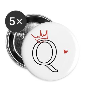 Buchstabe Q Kronenherz - Buttons groß 56 mm (5er Pack) - Weiß - Vorne