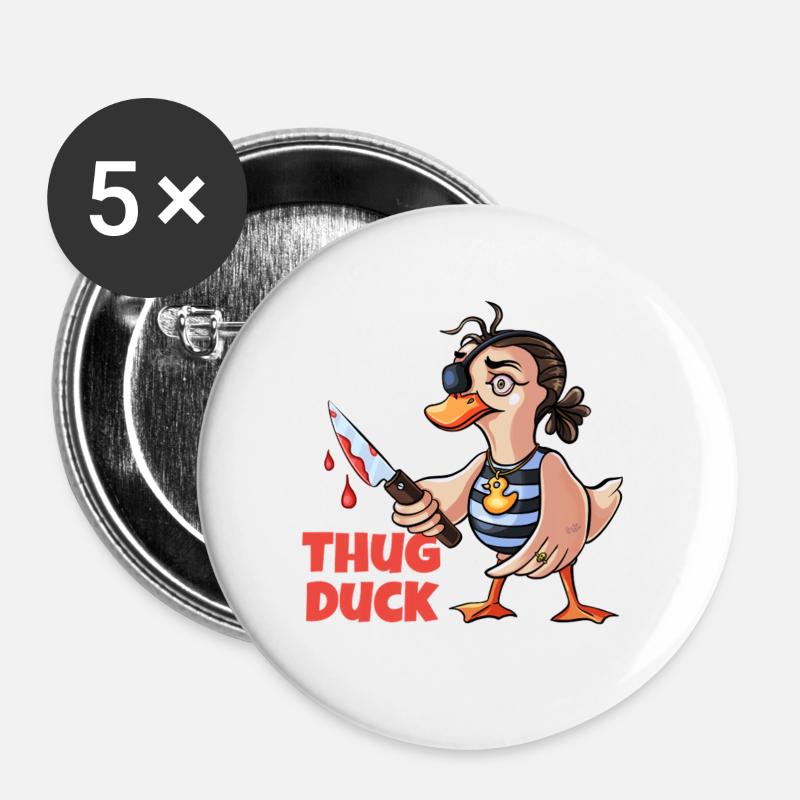 Thug Duck hält ein Messer-Meme - Buttons groß 56 mm (5er Pack) - Weiß