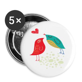 birds in love - Buttons large 2.2''/56 mm (5-pack) - white - Front