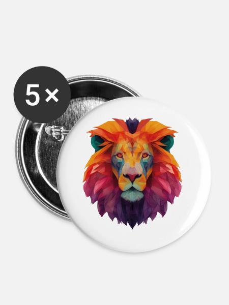 Löwe - Buttons groß 56 mm (5er Pack) - Weiß