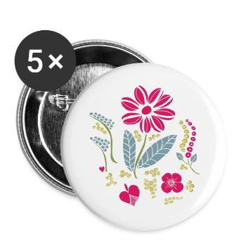 Floral ornament with leaves - Buttons large 2.2''/56 mm (5-pack) - white - Front
