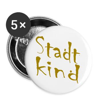 City Child Hand Lettering Gold - Buttons large 2.2''/56 mm (5-pack) - white - Front