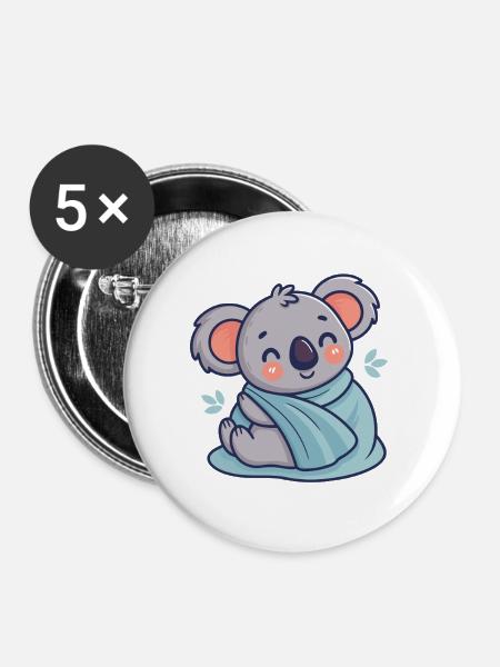 Süßer Koala bei Dodo - Buttons groß 56 mm (5er Pack) - Weiß