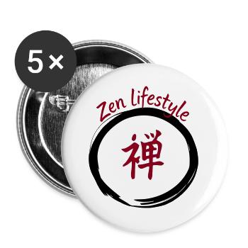 Lifestyle Zen Kanji Circular - Buttons large 2.2''/56 mm (5-pack) - white - Front