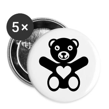 Bear Heart Love - Buttons large 2.2''/56 mm (5-pack) - white - Front
