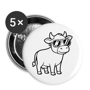 Coole Kuh Sonnenbrille Lässig Vektor - Buttons groß 56 mm (5er Pack) - Weiß - Vorne