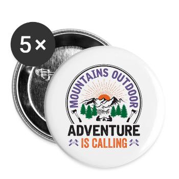 Mountains - Adventure is Calling - Buttons large 2.2''/56 mm (5-pack) - white - Front