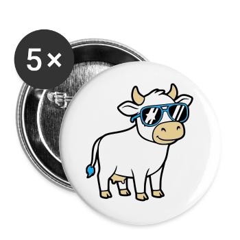 Coole Kuh Sonnenbrille Lässig Vektor - Buttons groß 56 mm (5er Pack) - Weiß - Vorne