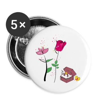 Valentine - Lot de 5 grands badges (56 mm) - blanc - Devant