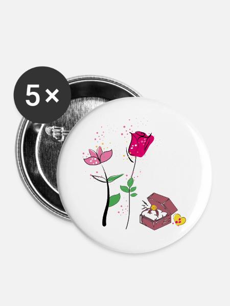 Valentine - Buttons groß 56 mm (5er Pack) - Weiß
