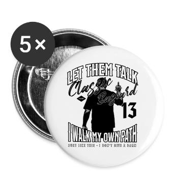 Motards – Let Them Talk – Biker Design - Lot de 5 grands badges (56 mm) - blanc - Devant