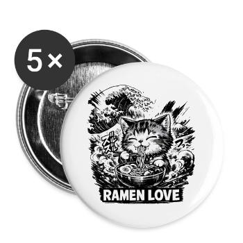 Ramen Love - Buttons groß 56 mm (5er Pack) - Weiß - Vorne