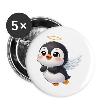 Dessin animé mignon d’ange manchot avec des ailes d’amour - Lot de 5 grands badges (56 mm) - blanc - Devant