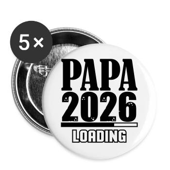 Papa 2026 Loading - Buttons groß 56 mm (5er Pack) - Weiß - Vorne