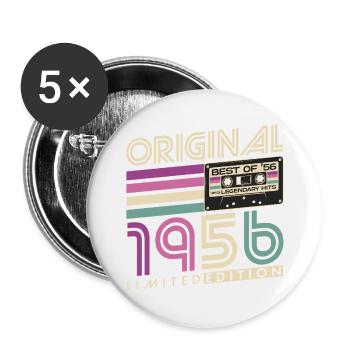 70e anniversaire 1956 Vintage Born Retro - Lot de 5 grands badges (56 mm) - blanc - Devant