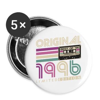 Cadeau rétro pour le 30e anniversaire 1996 - Lot de 5 grands badges (56 mm) - blanc - Devant