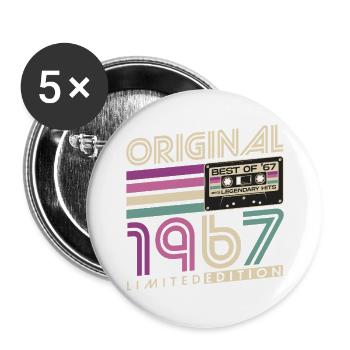 Original 1967 Jahrgang Retro Geburtstagsgeschenk - Buttons groß 56 mm (5er Pack) - Weiß - Vorne