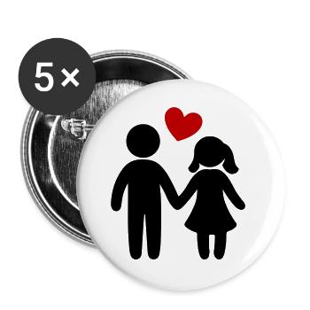 Couple In Love Heart - Buttons large 2.2''/56 mm (5-pack) - white - Front