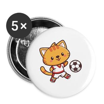 Kitten Football Cartoon in Action - Buttons large 2.2''/56 mm (5-pack) - white - Front