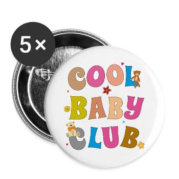 Club des Bébés Cool - Lot de 5 grands badges (56 mm) - blanc - Devant