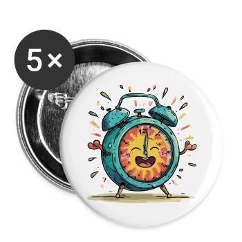 Sonnenwecker Jubelbild - Buttons groß 56 mm (5er Pack) - Weiß - Vorne