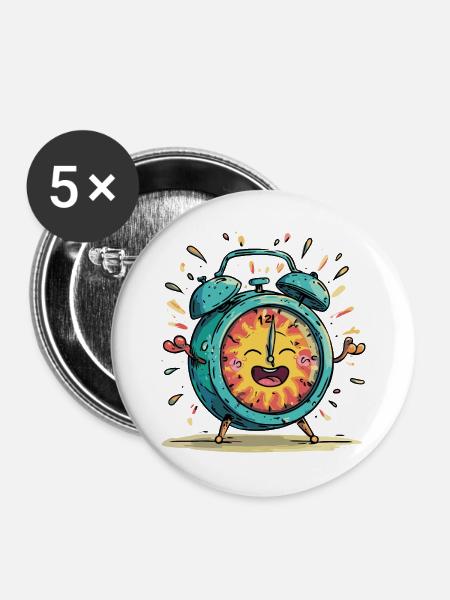 Sonnenwecker Jubelbild - Buttons groß 56 mm (5er Pack) - Weiß