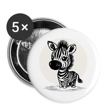 Süßes Zebra – Niedliches Tiermotiv - Buttons groß 56 mm (5er Pack) - Weiß - Vorne