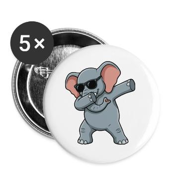 Lustiger Elefant im Dab-Style - Buttons groß 56 mm (5er Pack) - Weiß - Vorne
