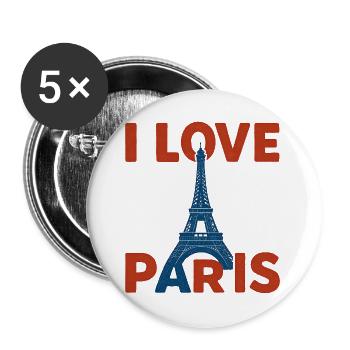 Liebe Paris Eiffelturm-Grafik - Buttons groß 56 mm (5er Pack) - Weiß - Vorne