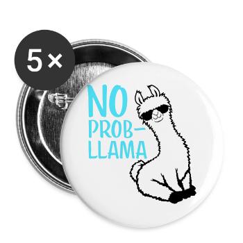 Pas de problème Lunettes de soleil cool Lama assis problama - Lot de 5 grands badges (56 mm) - blanc - Devant