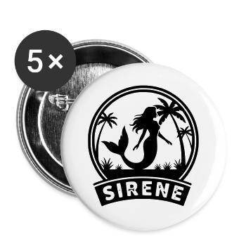 Meerjungfrau - Buttons groß 56 mm (5er Pack) - Weiß - Vorne