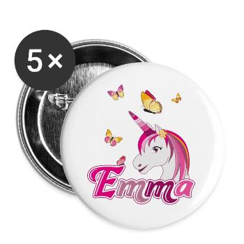 Emma, maiden name, favorite name - Buttons large 2.2''/56 mm (5-pack) - white - Front