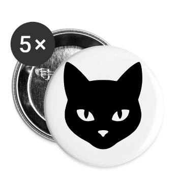 Tête_de_chat - Lot de 5 grands badges (56 mm) - blanc - Devant