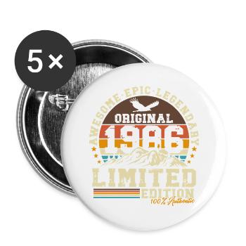 1986 Vintage 40th Birthday Retro Gift - Buttons large 2.2''/56 mm (5-pack) - white - Front