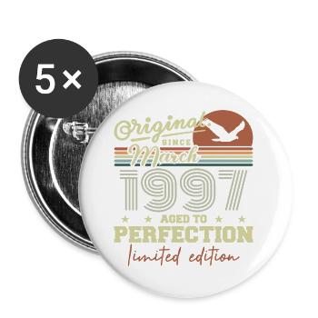 Geburtstag März 1997 - Buttons groß 56 mm (5er Pack) - Weiß - Vorne
