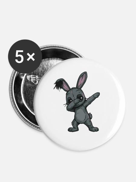 Patchwork Häschen Doodle - Buttons groß 56 mm (5er Pack) - Weiß