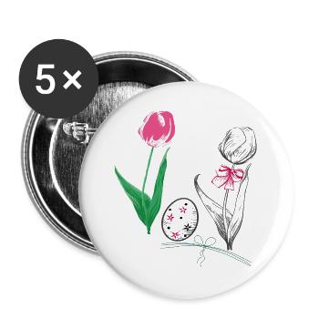  Ostern - Buttons groß 56 mm (5er Pack) - Weiß - Vorne