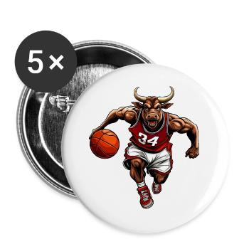 Basketball Bull - Buttons large 2.2''/56 mm (5-pack) - white - Front