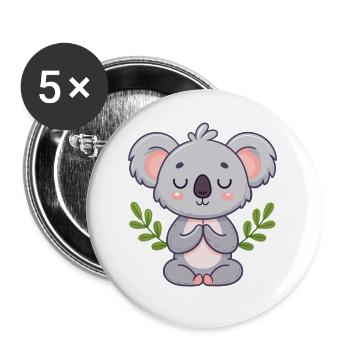 Zen Koala in meditation - Buttons large 2.2''/56 mm (5-pack) - white - Front