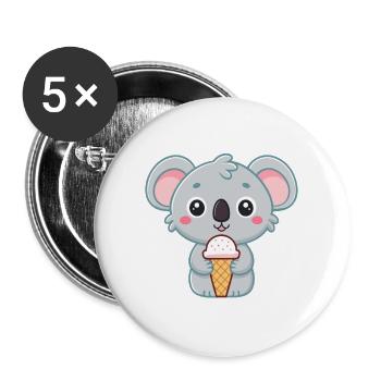Koala Gourmand Crème Glacée - Buttons large 2.2''/56 mm (5-pack) - white - Front