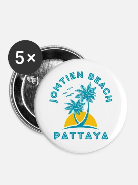 Pattaya Beach Palmensonnenuntergang - Buttons groß 56 mm (5er Pack) - Weiß