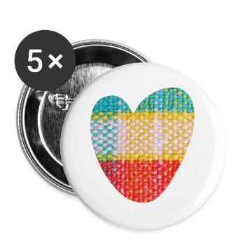 Heart Fabric Textile Love Love Pattern Valentine's Day - Buttons large 2.2''/56 mm (5-pack) - white - Front