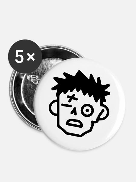 Zombie - Buttons groß 56 mm (5er Pack) - Weiß