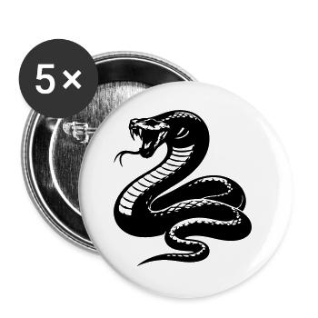 Silhouette du python serpent - Lot de 5 grands badges (56 mm) - blanc - Devant