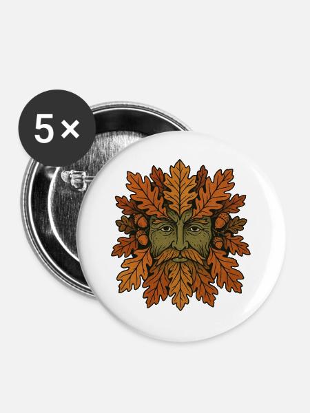 Geistgesicht der Herbst-Eiche - Buttons groß 56 mm (5er Pack) - Weiß