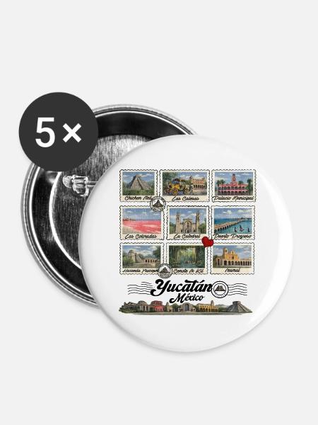 Besuchen Sie Yucatán - Buttons groß 56 mm (5er Pack) - Weiß