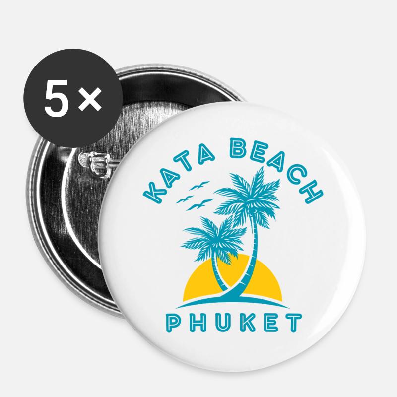 Kata Beach Phuket Palm Sunset - Buttons large 2.2''/56 mm (5-pack) - white