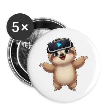 Lazy Sloth Virtual Reality Gamer Gamer - Buttons large 2.2''/56 mm (5-pack) - white - Front