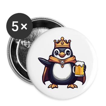 Penguin Beer King - Buttons large 2.2''/56 mm (5-pack) - white - Front